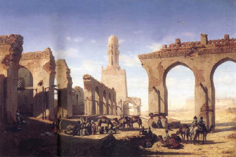 Prosper Marilhat The Ruins of the El Hakim Mosque in Cairo china oil painting image